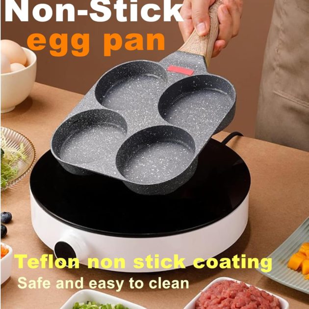 مقلاة غير لاصقة بـ4 قوالب – طهي سريع ومنظم بدون تعب